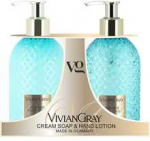 Newcos VIVIAN GRAY rinkinys Gemstone Jasmine & Patchouli: skystas kremas-muilas ir rankų losjonas, 2 x 300 ml