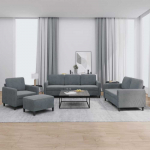 Sofa Sofos komplektas, 4 dalių, tamsiai pilkos spalvos, aksomas