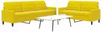 Sofa Sofos komplektas su pagalvėlėmis, 2 dalių, geltonas, aksomas