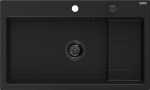 Granitinė virtuvinė plautuvė Mexen Omar su sifonu, Juodas, 800 x 480 mm