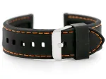 Pacific U20 rubber watch strap - juodas/oranžinis 28mm