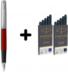 Parker Jotter Originals Raudona Plunksnakotis + tamsiai mėlynos ir mėlynos Parker kapsulės