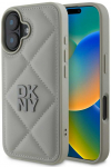 DKNY PU Leather Quilted Stack Logo Apple iPhone 16 dėklas telefonui pilkos spalvos