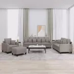 Sofa Sofos komplektas su pagalvėmis, 4 dalių, taupe, audinys