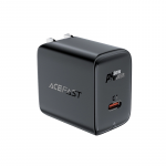 Acefast A23 30W GaN USB-C US Sieninis įkroviklis - Juodas