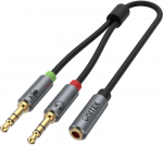 Adapteris Unitek Y-C957ABK miniJack 3,5mm (F) - 2x 3,5mm (M)