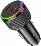 Car charger Hoco 2 x USB C QC PD 50W NZ14B juodas
