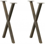 Valgomojo stalo kojos, X formos, 2 vnt., natūralus plienas, 50x(72-73) cm, plienas