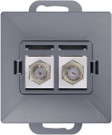 Gniazdo Dviguba antracito spalvos lizdų sistema Pearl, TV/F-F1/P2