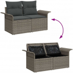 Lauko baldų komplektas Sodo Sofų Rinkinys su saugykla 6 pcs Pilka Poli ratanas