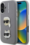 Karl Lagerfeld Grained PU K&CH Heads dėklas skirtas Apple iPhone 16 pilkos spalvos