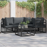 Sodo Sofų Rinkinys su pagalve 4 pcs Juoda Aliuminis
