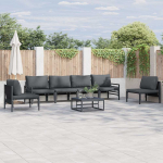 Sodo Sofų Rinkinys su pagalve 7 pcs Juoda Plienas