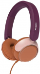 Laidinės vaiki&scaron;kos ausinės Philips TAK2000MP/00, violetinės ir rudos spalvos
