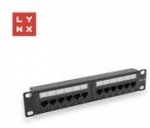 LYNX 10" komutacinė panelė, 12 prievadų, UTP Cat5e, 50&micro;, neekranuota, juoda