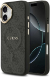Guess PU Leather 4G Gold Frame MagSafe dėklas skirtas Apple iPhone 17 juodos spalvos