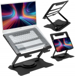 Ne&scaron;iojamojo kompiuterio stovas, reguliuojamas, juodas, ergonomi&scaron;kas, 10-17 colių, besisukantis, metalinis, ne&scaron;iojamųjų kompiuterių laikiklis, aliuminis, patogus darbui