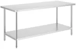 Nerūdijančio plieno darbo stalas, komercinis maisto ruo&scaron;imo stalas, 76.2x182.9 cm, NSF sertifikuotas, reguliuojamo auk&scaron;čio lentynos, virtuvės stalas, restoranų įranga