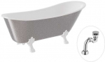 Vonia Besco Olaya Glam 160, Sidabrinis+Baltas, su sifonu Klik-klak Chrome