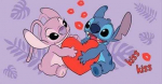 Rank&scaron;luostis Ręcznik plażowy 70x140 Lilo and Stitch Kiss violetinė bawełniany Kids25