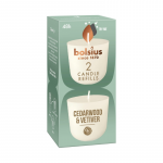 Bolsius &bdquo;Candles Clean Light&ldquo; žvakės su kedro ir vetiverijos užpildu, 2 vnt.