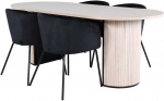 Venture Design Valgomojo stalas ir kėdžių komplektas Bianca ovalus valgomojo stalas ir Berit kėdės 200x90x75 cm balta juoda