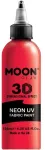 Smiffys Neon raudoni UV audinio dažai, 125 ml