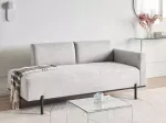 Sofa Beliani &Scaron;ezlongas SAVASSE Sintetinis linas &Scaron;viesiai pilkas