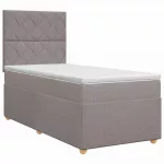 Spyruoklinė lova su čiužiniu Taupe 80 x 200 cm Audinys