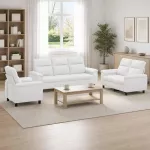Sofa Sofos komplektas 3 vnt. Balta Audinys