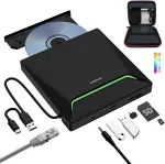 ORIGBELIE i&scaron;orinis CD/DVD įrenginys su USB 3.0, Ethernet ir kortelių skaitytuvu TP998-Case