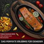 Gussk&ouml;nig serviravimo keptuvių rinkinys - 6 ovalios ketaus keptuvės griliui - mažos ketaus keptuvės 11 x 19 cm - degintos mini keptuvės