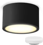 Kyotech led pavir&scaron;iuje montuojamas juodas plok&scaron;čias prožektorius 230 v, skersmuo 95 x 55 mm, montuojamas ant pavir&scaron;iaus, įskaitant 6 w gx53 lemputę, &scaron;ilta balta 3000 k, 550 lm, lubinis pavir&scaron;iuje montuojamas prožektorius su didele &scaron;viesa