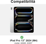 Occtingkind klaviatūra, skirta Ipad Pro 2024 (m4 13 colių) itali&scaron;ka Qwerty su ap&scaron;vietimu, juoda
