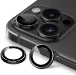 Jetech kameros apsauga, skirta iphone 15 pro 6.1 colio ir iphone 15 pro max 6.7 colio, 9h grūdinto stiklo plėvelė, individualus metalinis žiedas, hd clear, 1 komplektas (space juodas)