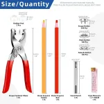 Glarks 407 vnt 9,3 mm sidabro spalvos metalinių spaudžių rinkinys, tu&scaron;čiaviduriai spaustukai su matavimo juosta ir raudono/geltono siuvėjo kreidos rinkiniu "pasidaryk pats", siuvimui, rankdarbiams