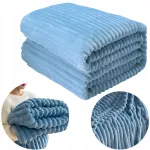 Fitizzio storas pliu&scaron;inis pastelinių spalvų dryžuotas reljefinis pledas 160x200