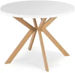 Mebel Elite I&scaron;skleidžiamas apvalus stalas, 100&ndash;250 cm, baltas ir ąžuolo spalvos
