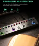 Lekato gitaros multi efektų pedalas, 36 redaguojami nustatymai, chorus, delay, reverb, mod, ir įkrovimas, įra&scaron;ymas, tuneris, įmontuota baterija, bt jungtis (bass)