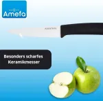 Amefa Auenthal keramikinis peilis, 10 cm a&scaron;menų ilgis, baltas keramikinis a&scaron;muo, itin a&scaron;trus, ergonomi&scaron;ka rankena, juodas, su a&scaron;menų apsauga, skutimo peilis, virtuvinis peilis