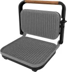 Gertuvė Cecotec Rock'ngrill 1300 Wood B. 1300 W galia, juodas dizainas, rockstone danga, neslystantis pagrindas, plaukiojanti plok&scaron;tė, &scaron;viesos indikatorius, medinė rankena, universalumas