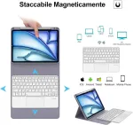 Ipad Air 11 M3 2025/m2 2024 klaviatūra su jutikliniu kilimėliu, nuimamas bluetooth apsauginis dėklas su klaviatūra, skirtas ipad Air 6 kartos 11 colių 2025/2024, itali&scaron;ka klaviatūra su pie&scaron;tuko laikikliu, violetinė