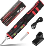 Domisyee akumuliatorinis lituoklis su led lempute, 11 w, 1800 mah, iki 480 &deg;c, greitas įkaitimas, su laikikliu, lydmetaliu ir antgaliais - idealus pradedantiesiems ir profesionalams