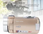 Gowenic Skaitmeninis vaizdo kameros įra&scaron;ymo įrenginys, Full Hd 1080p 30mp vaizdo kamera su 3.0 colių 270&deg; pasukamu Lcd ekranu, 18x skaitmeninis priartinimas, naktinis matymas, apsauga nuo drebėjimo (aukso spalvos)