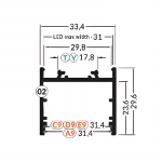 3m LED juostos profilio VARIO30-02, anoduotas