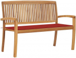 Sudedamas sodo suoliukas su pagalvėle, 128,5cm, tikmedis