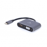 Gembird Cableexpert | C tipo USB prie HDMI ir VGA ekrano adapteris | A-USB3C-HDMIVGA-01 | C tipo USB