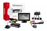 Amio Parkavimo pagalbos sistema TFT01 4,3" su HD-307-IR LED kamera, 4 juodi jutikliai GOLD 18 mm