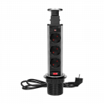 Orno Baldinis lizdas 6 cm i&scaron;traukiamas i&scaron; vir&scaron;aus su užraktu ir 1,8 m laidu, 3x2P + Z (Schuko), INOX