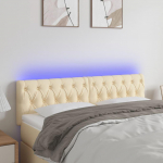 Galvūgalis su LED, kreminės spalvos, 160x7x78/88cm, audinys